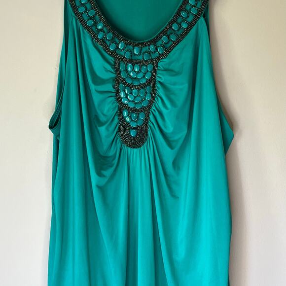 Maurices Green Tank Top with Beaded Neckline Size 3 - Picture 8 of 14